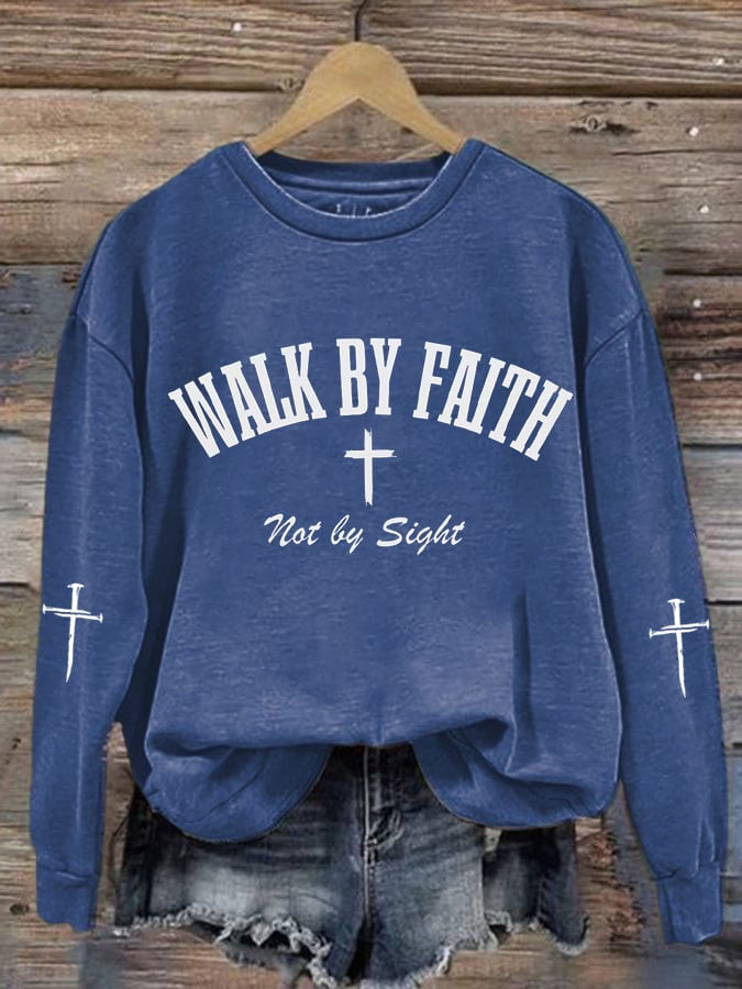 Women's Walk by Faith Not by Sight Print Casual Hoodie