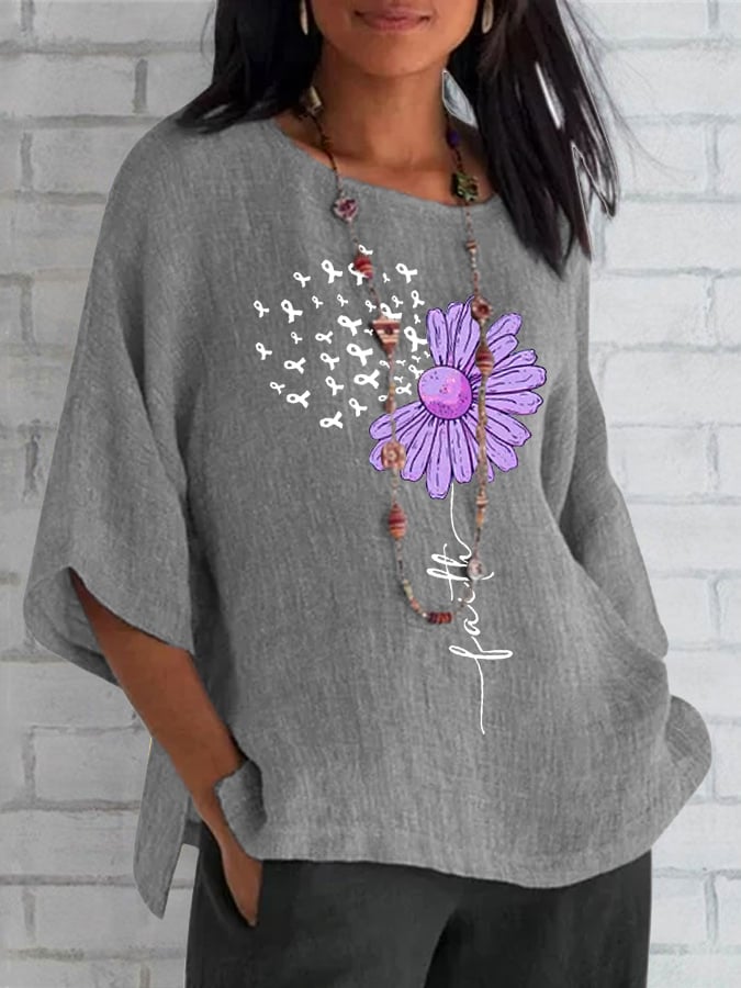 Women's Purple Sunflower Faith Alzheimer's Awareness Support Shirt