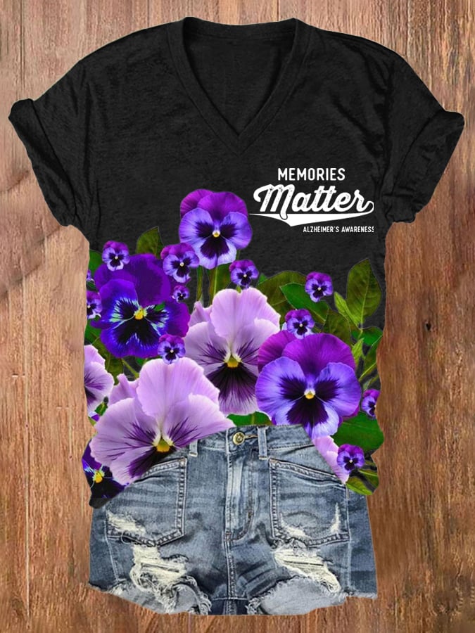 Women's Memories Matter Alzheimer'S Awareness Print T-shirt