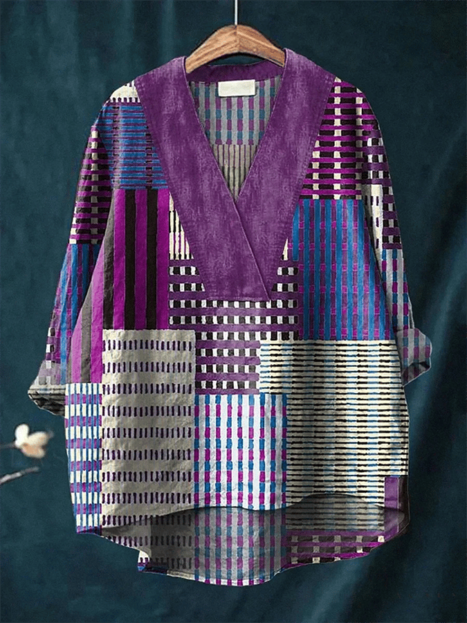 Women's Alzheimer's Awareness Plaid Print Casual Shirt