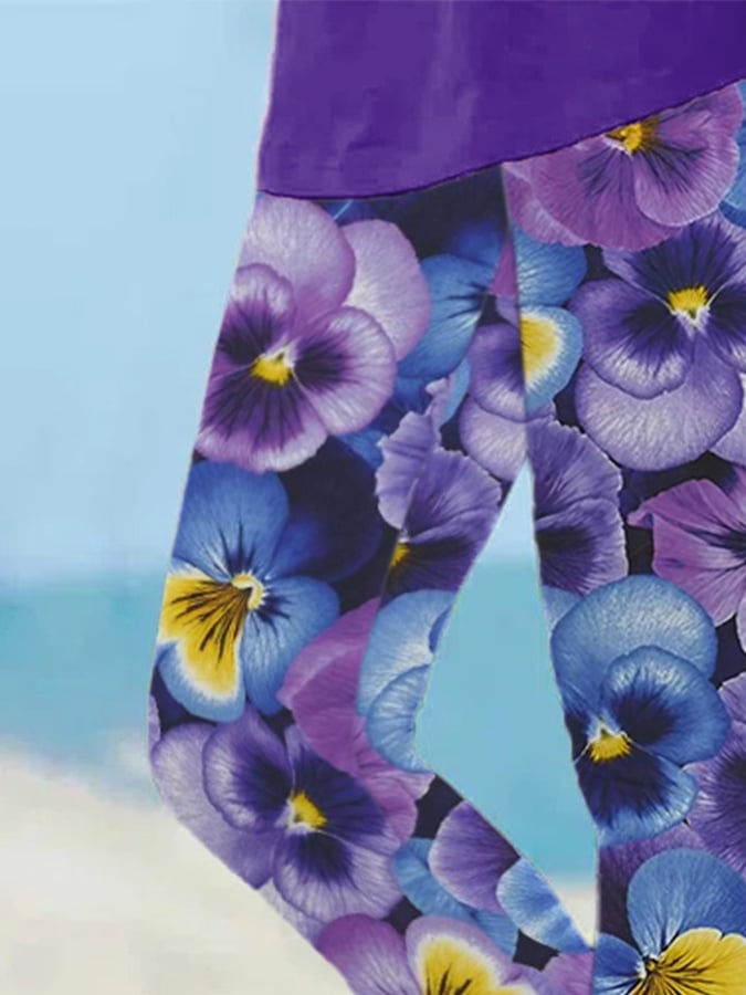Women's Alzheimer's Forget-Not Floral Design Printed Leggings
