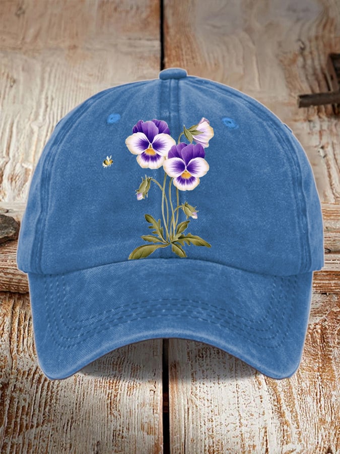 Unisex Distressed Washed Cotton Alzheimer's Awareness Printed Hat