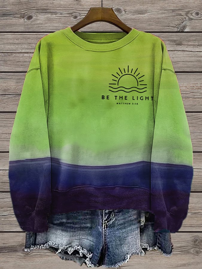 Women's Be The Light Print Crew Neck Sweatshirt