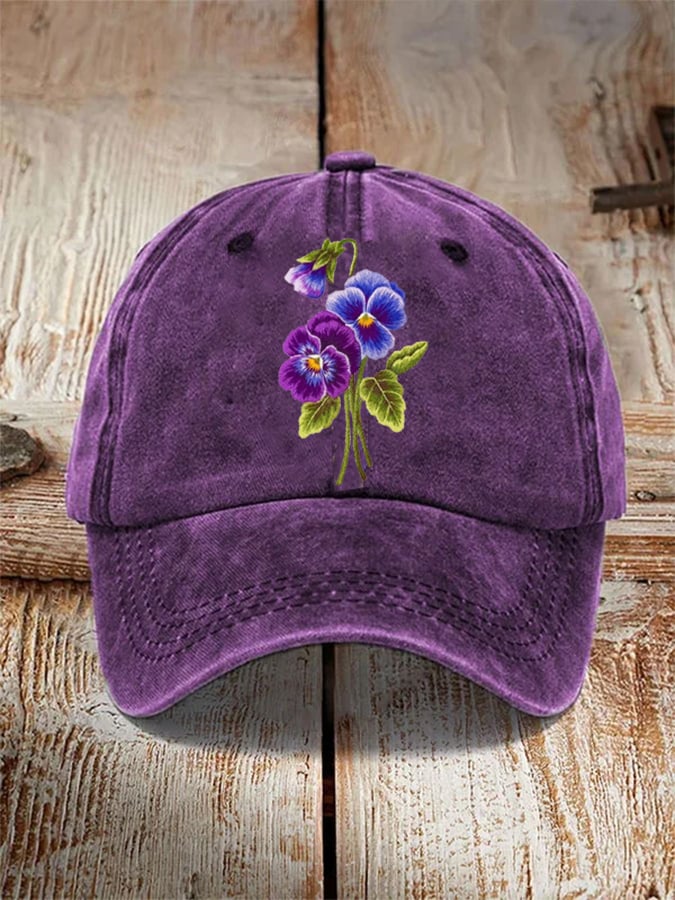 Unisex Distressed Washed Cotton Alzheimer's Awareness Printed Hat