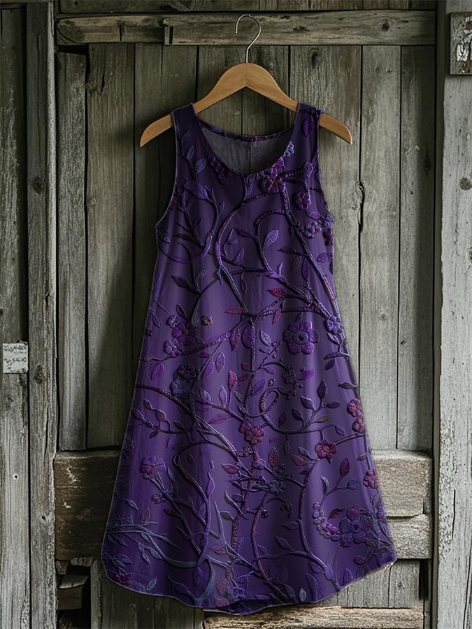 Women's Alzheimer's Awareness Floral Print Linen Blend Tank Top