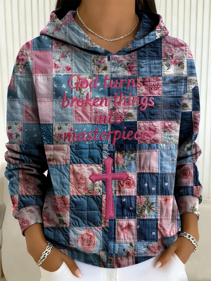 Women's Breast Cancer Awareness Cute Animal Print Sweatshirt