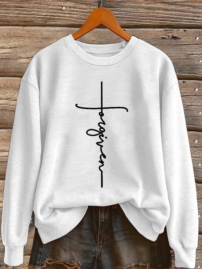 Women's Retro Forgiveness Faith Print Sweatshirt