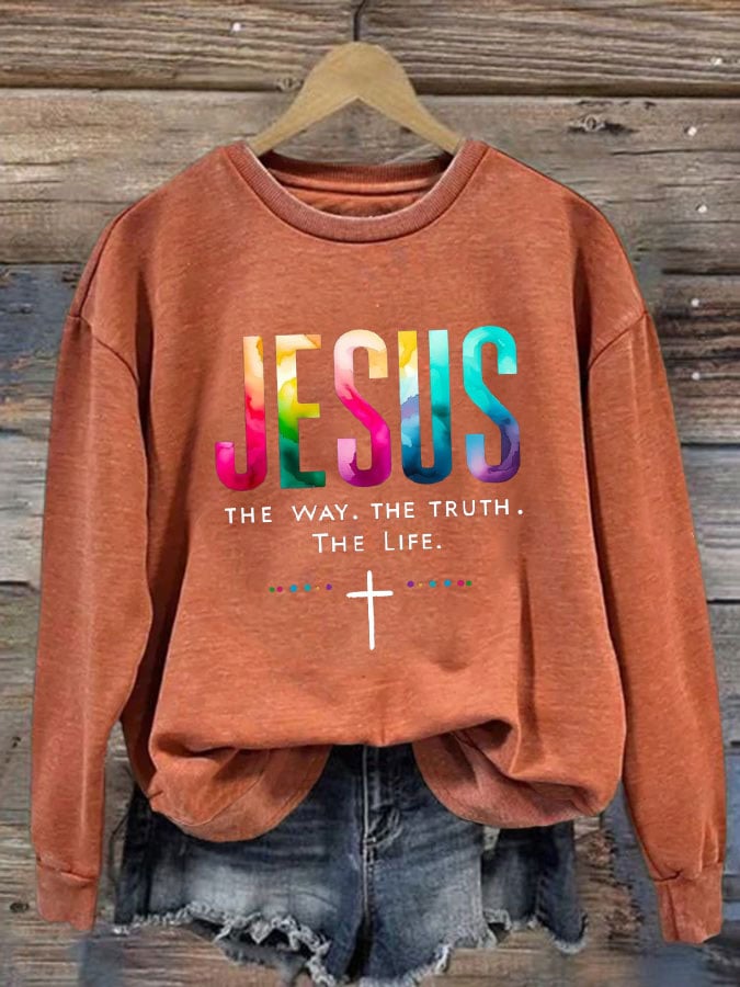 Women'S JESUS THE WAY. THE TRUTH. THE LIFE Print Sweatshirt