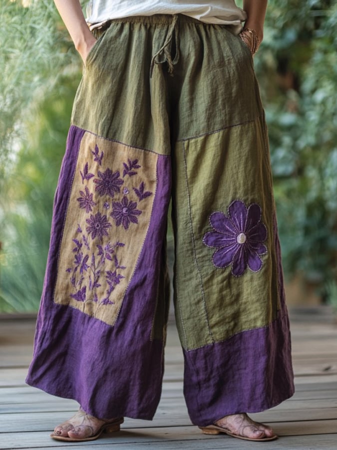 Women's Vintage Bohemian Wide Leg Pants
