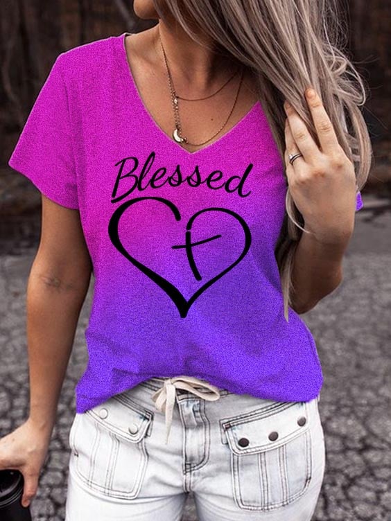 Women's Blessed Print Tee Shirt