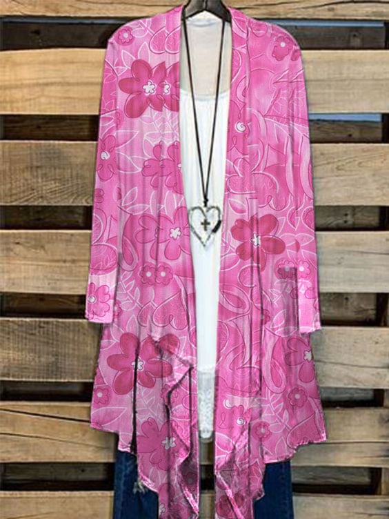 Women's Alzheimers Floral Print Casual Cardigan