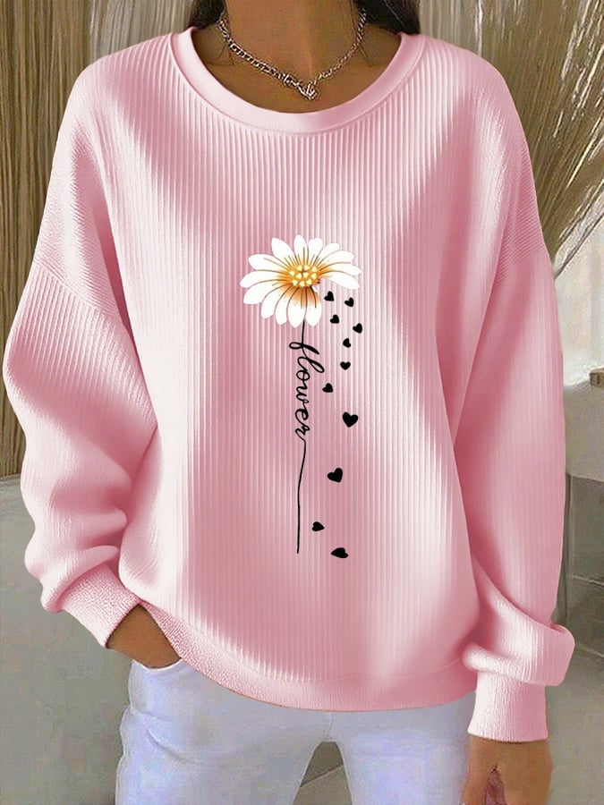 Women's Faith Print Knit Crew Neck Long Sleeve Top