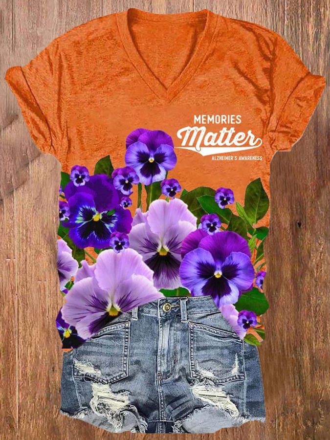 Women's Memories Matter Alzheimer'S Awareness Print T-shirt