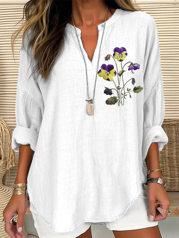 Women's Purple Alzheimer Awareness Print Casual Blouse