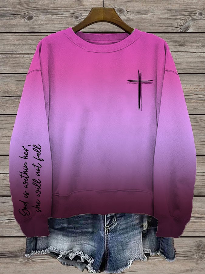 Women's Faith Print Crew Neck Sweatshirt