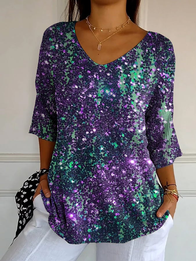 Women's Alzheimer's Purple Gradient Print Mid Sleeve T-Shirt
