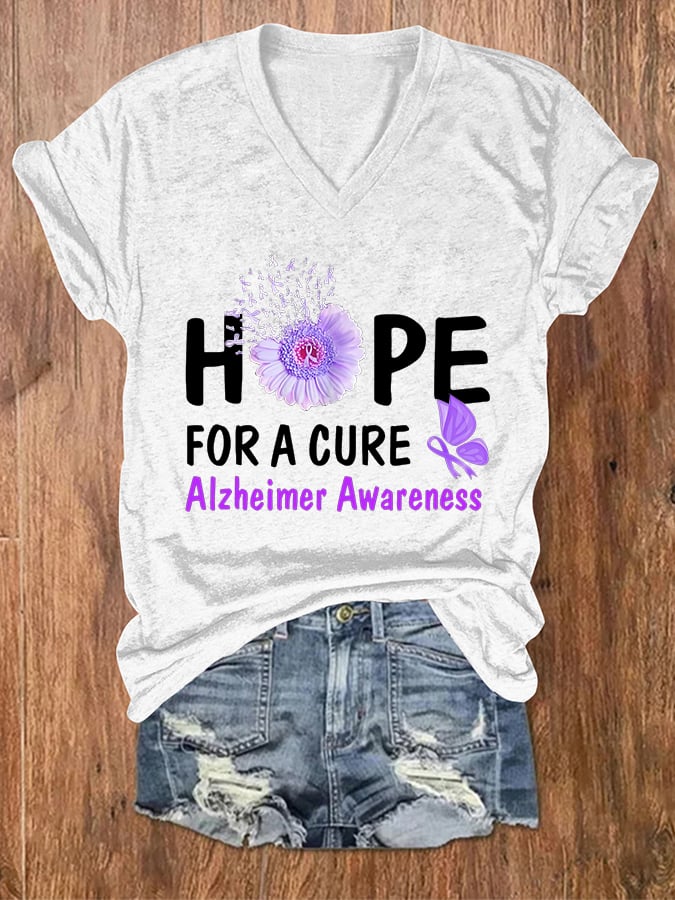 Women's Hope For A Cure Alzheimer's Awareness Print T-shirt