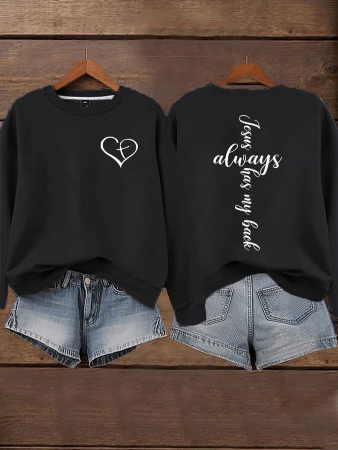 Women's Jesus Has My Back Print  Sweatshirts