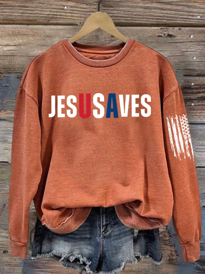 Women's Fall American Jesus Casual Crew Neck Top