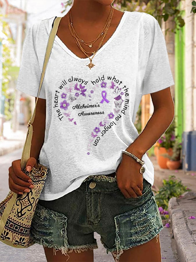 Women's Alzheimer's Casual Printed T-Shirt