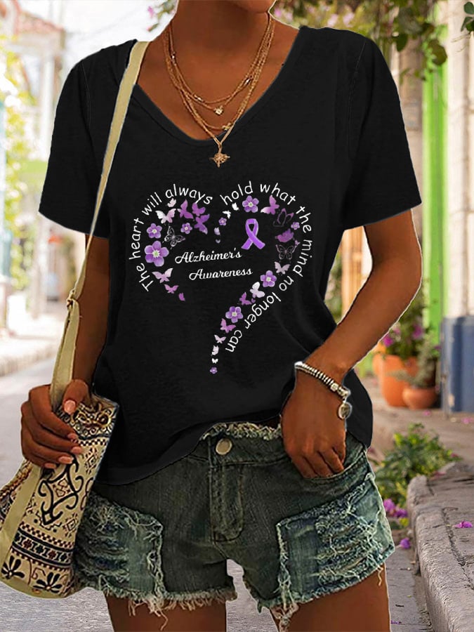 Women's Alzheimer's Casual Printed T-Shirt