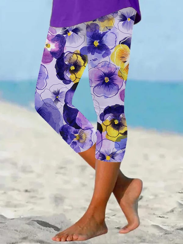 Women's Alzheimer's Purple Floral Leggings