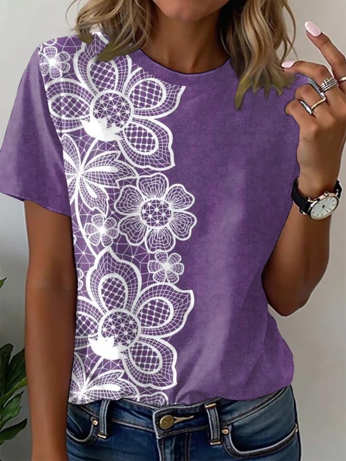 Women's Alzheimer's Disease Floral Print T-Shirt