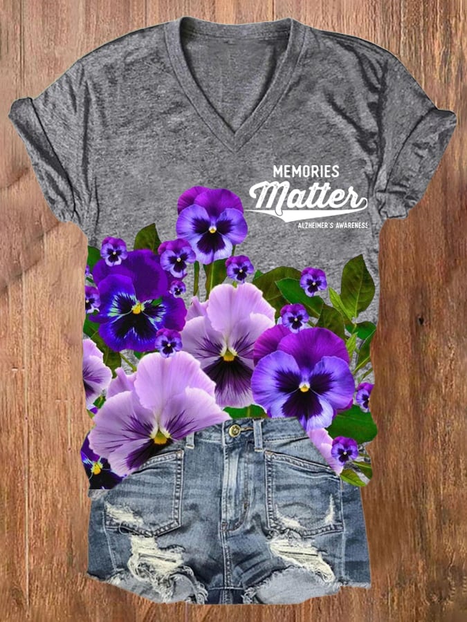 Women's Memories Matter Alzheimer'S Awareness Print T-shirt