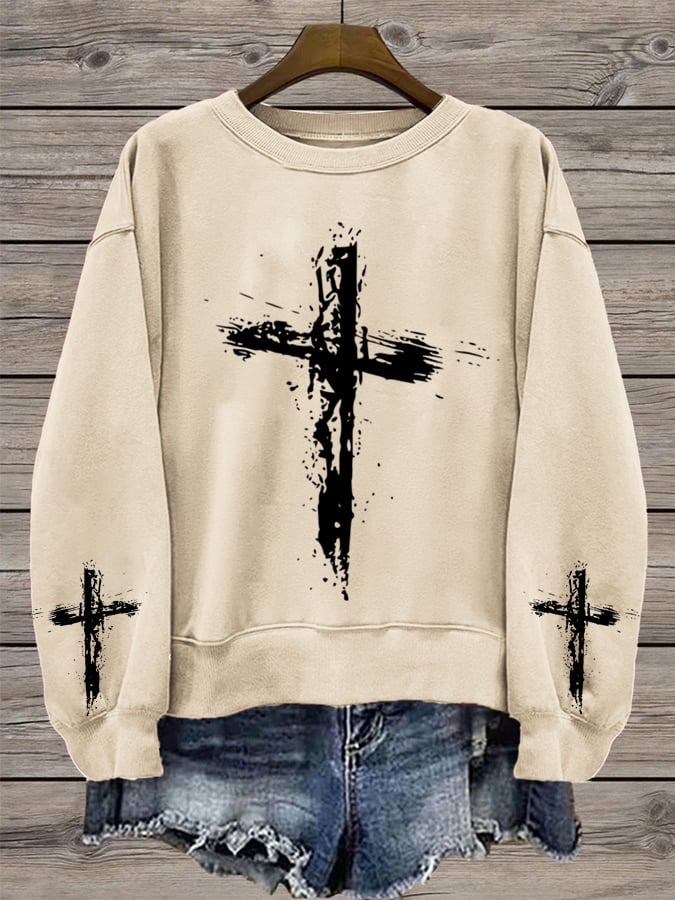Women's Cross Print Sweatshirt