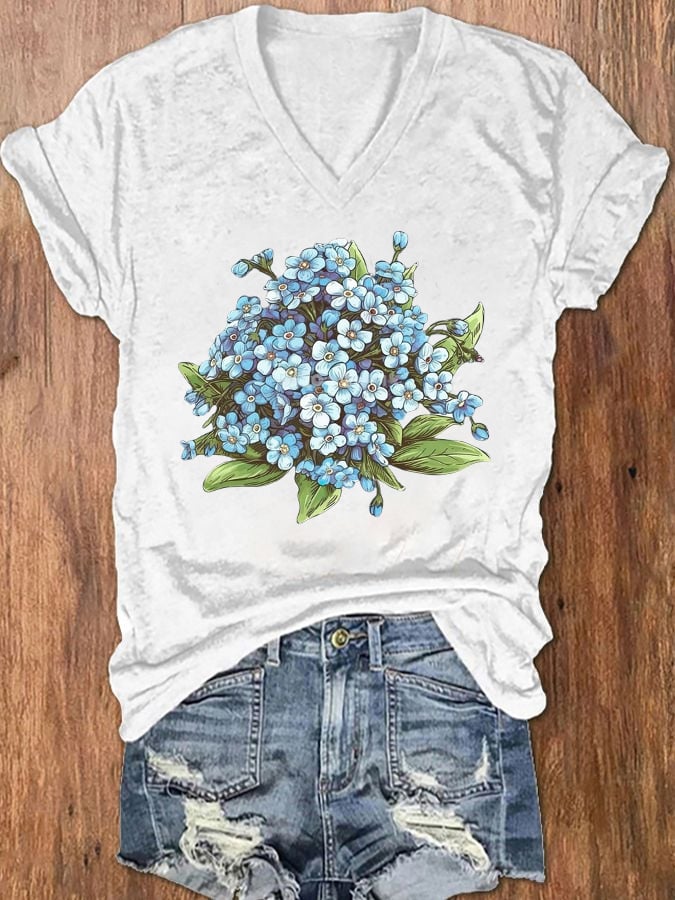 Women's Forget Me Not Flowers T-Shirt