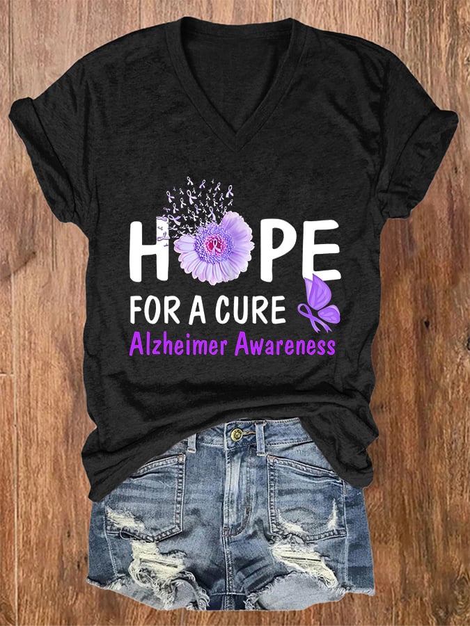 Women's Hope For A Cure Alzheimer's Awareness Print T-shirt