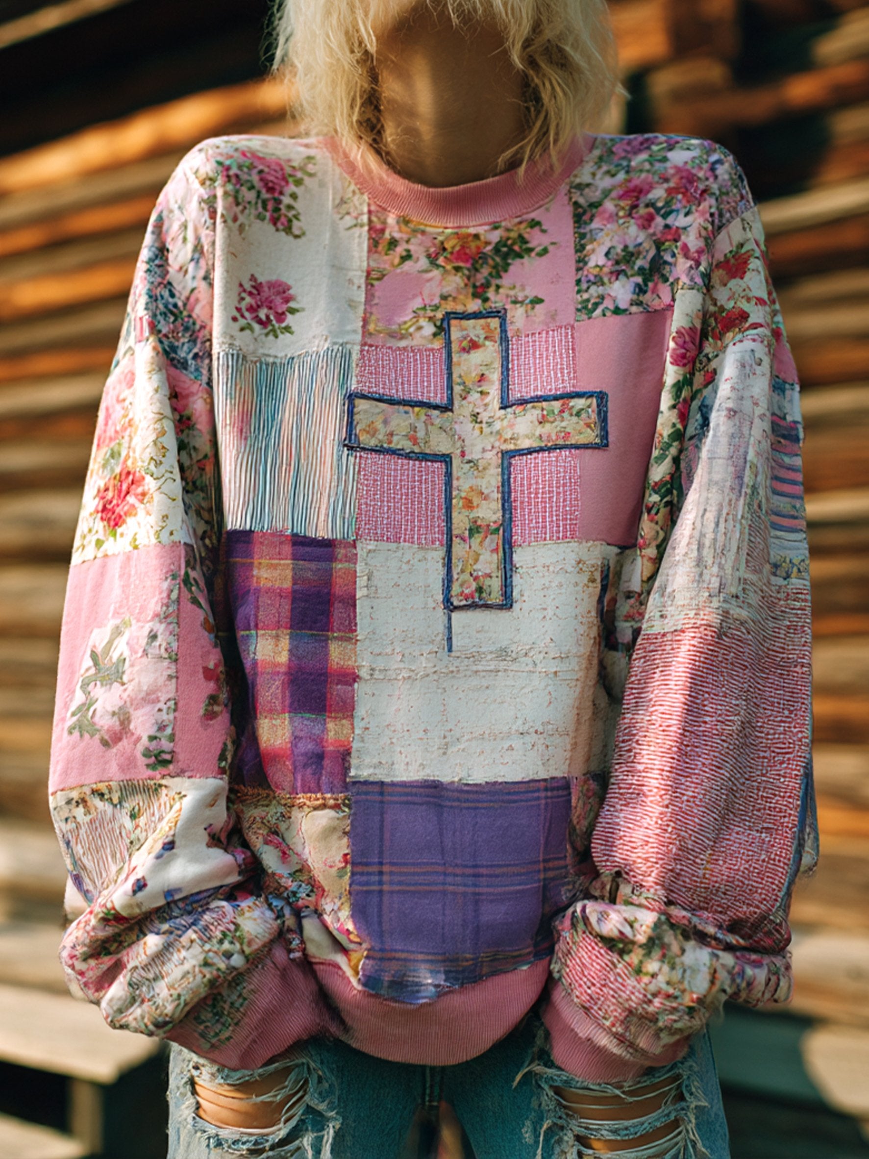 Women's Vintage Casual Floral Art Sweatshirt