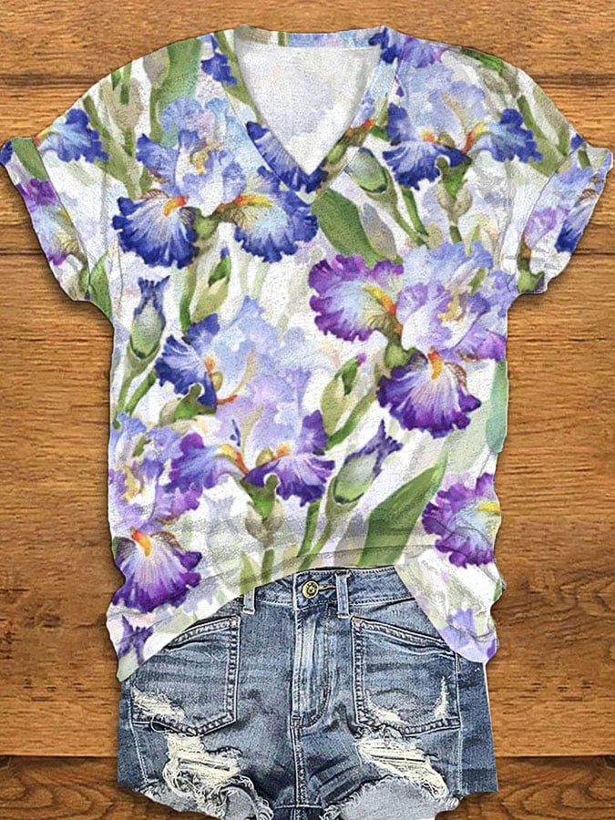 Women's Alzheimer's Awareness Print V-Neck Tee
