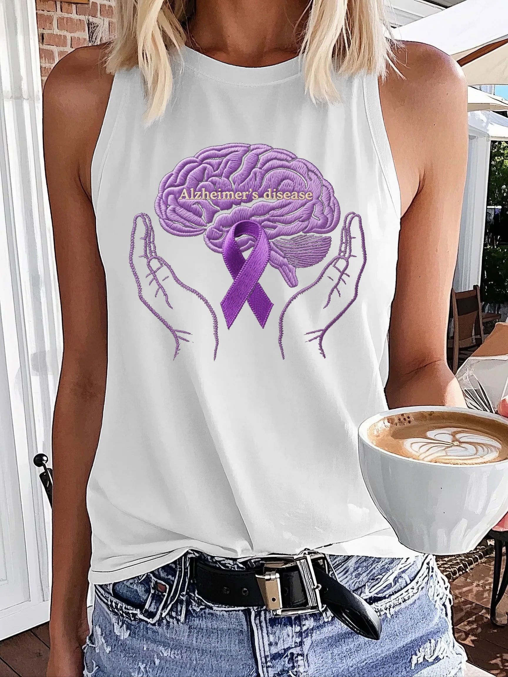 Women's Alzheimer's Knitted Print Vest