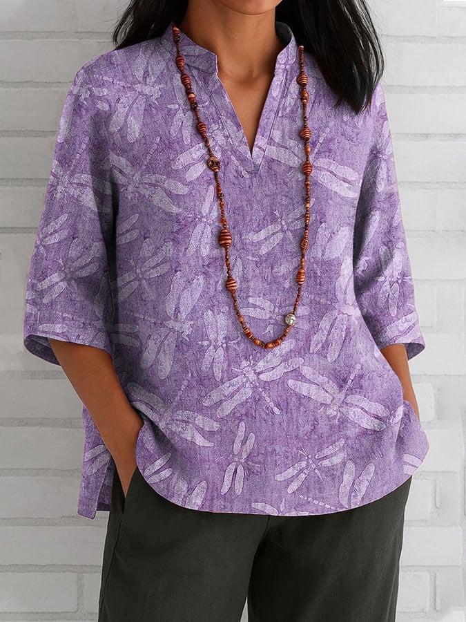 Women's Retro Alzheimer's Awareness Floral Art Printed Top