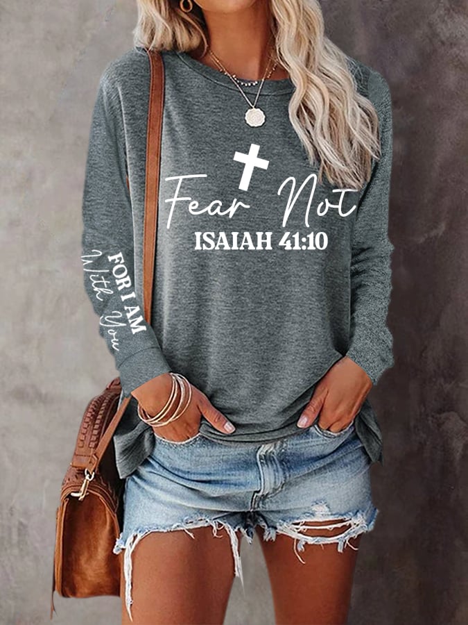 Women's Fear Not Isaiah 41:10 Printed Long Sleeve Top