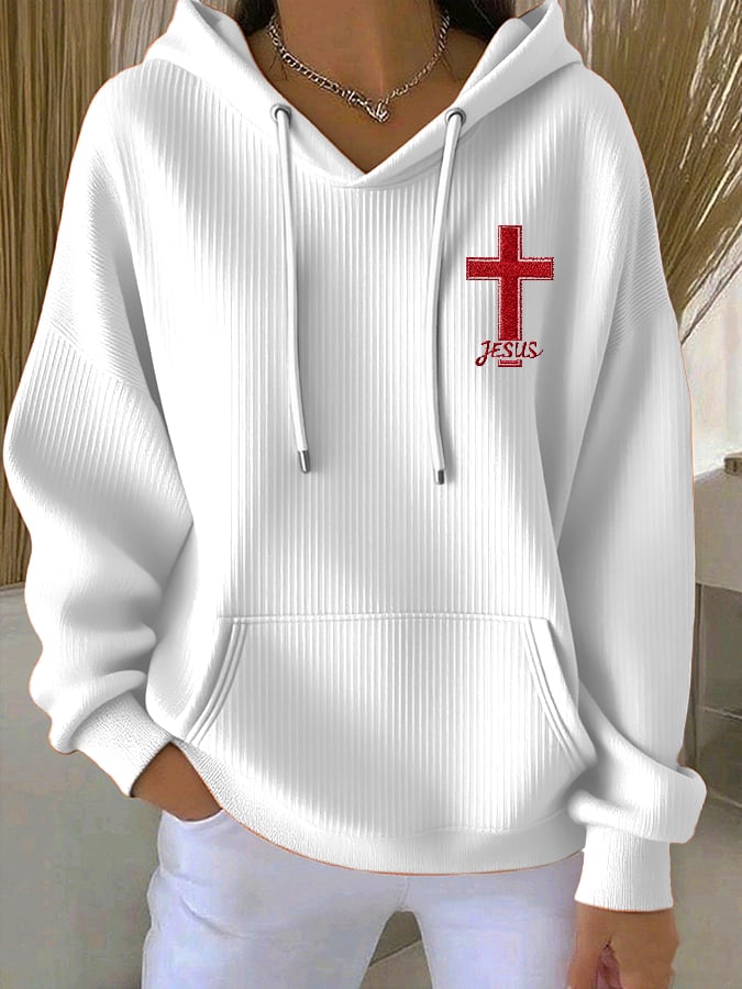 Women's Casual Faith Cross Jesus Hooded Sweatshirt