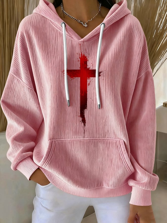 Women's Casual Retro Faith Corduroy Sweatshirt