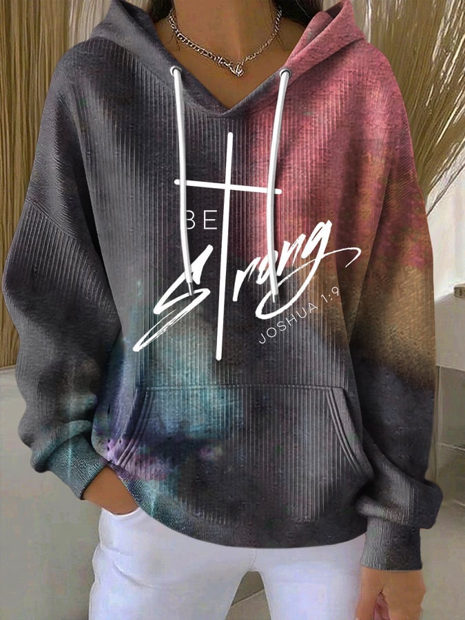 Women's Faith Print Casual Hooded Sweatshirt