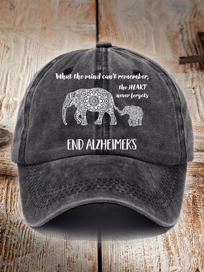 Unisex Distressed Washed Cotton Alzheimer's Disease Awareness Floral  Print Hat