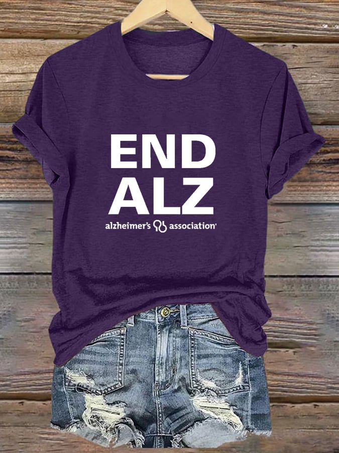 Women's Alzheimer's End Print V-Neck T-Shirt Top