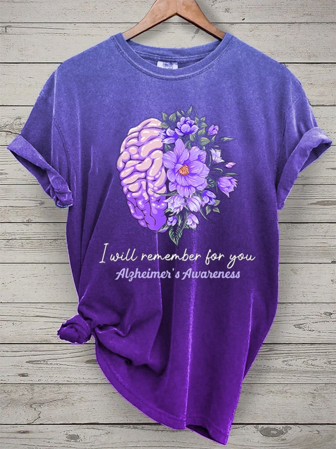 I Will Remember For You Purple Ribbon Alzheimers Awareness  Alzheimers T Shirt