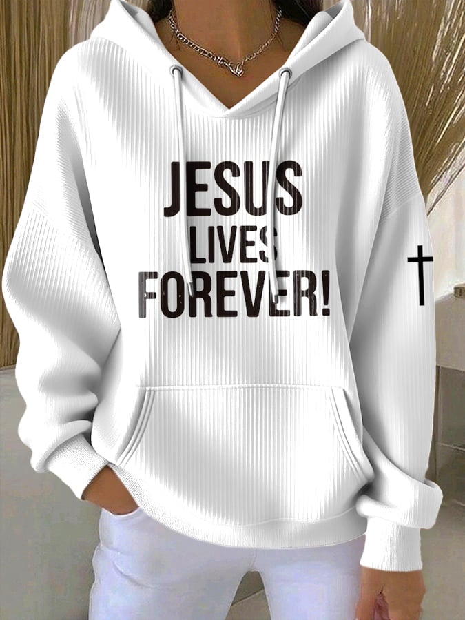 Women's Faith Print Casual Hoodie