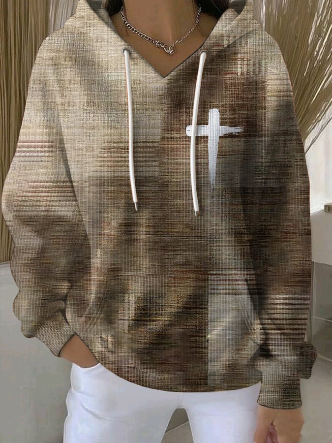 Women's Faith Cross Print Casual Sweatshirt