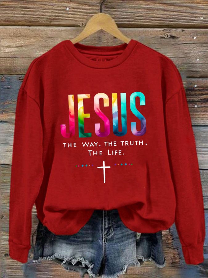 Women'S JESUS THE WAY. THE TRUTH. THE LIFE Print Sweatshirt