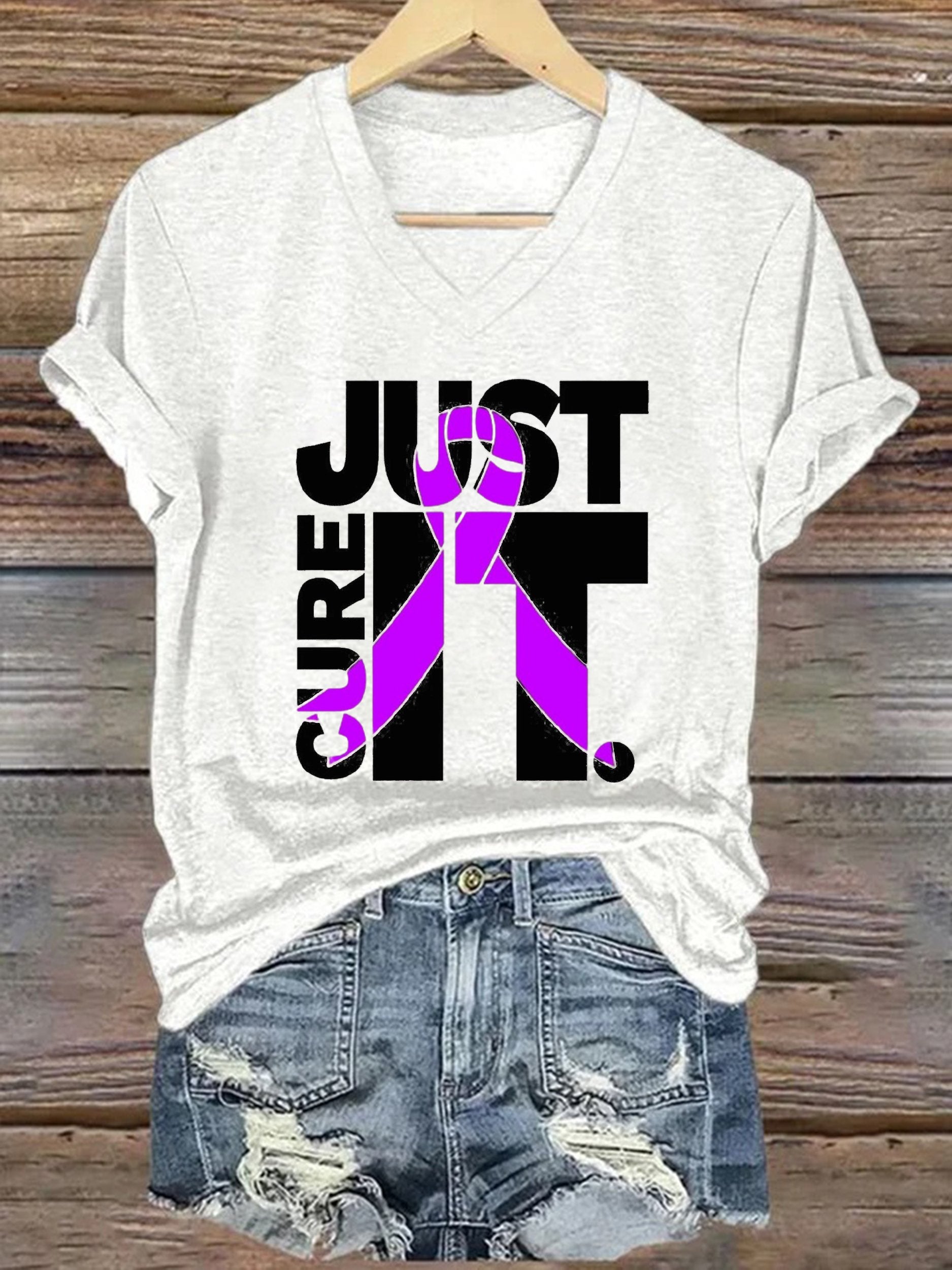 Women's Just Cure It Alzheimer's disease Printed Short-Sleeved T-Shirt
