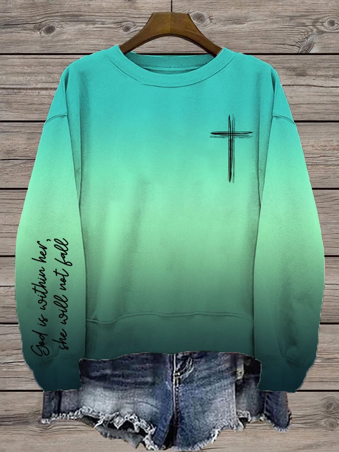 Women's Faith Print Crew Neck Sweatshirt