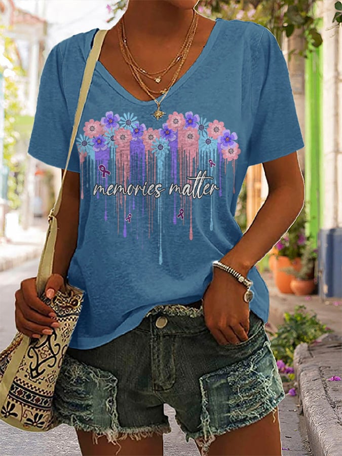 Alzheimer's Awareness Memcries Matter Print Short Sleeve T-Shirt