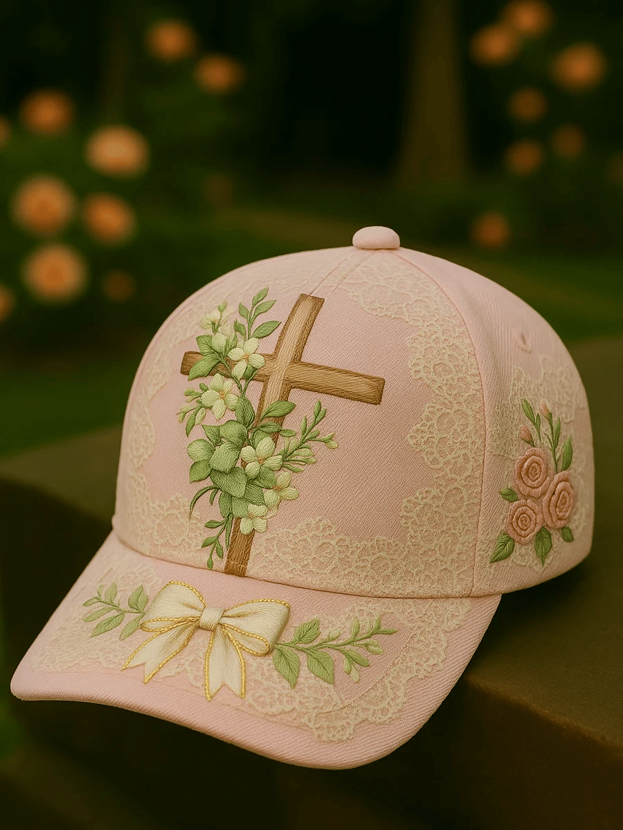 Vintage Breast Cancer Floral Faith Art Print Hat