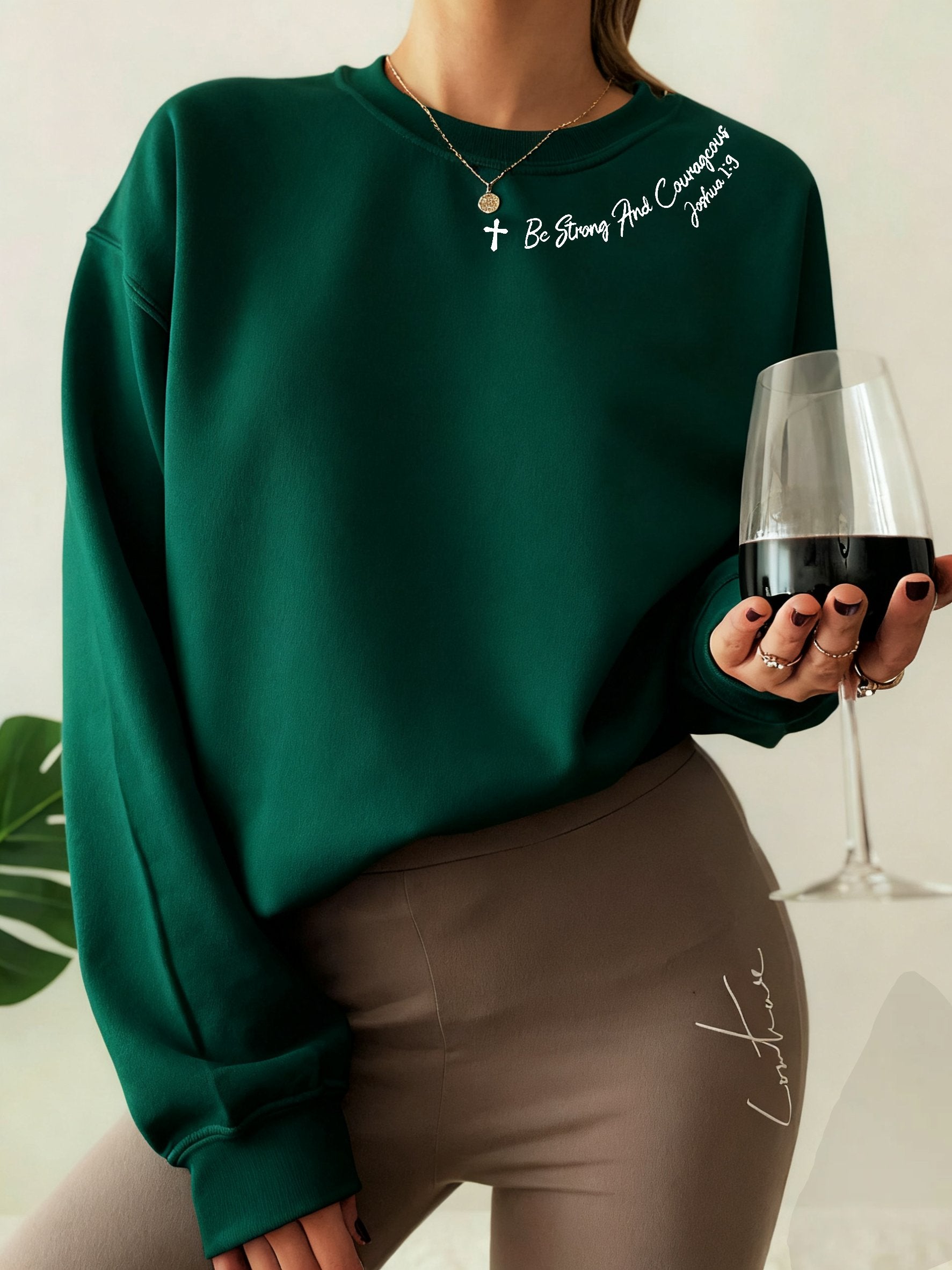 Women's Christian Strong and Brave Crew Neck Sweatshirt